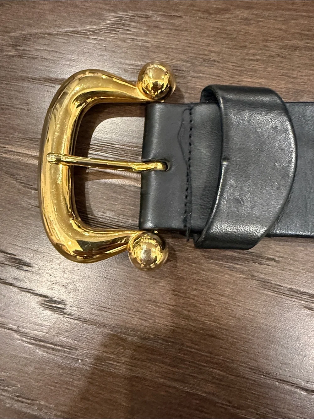 Vintage Accessories by Pearl Black Leather Stirrup Belt Small